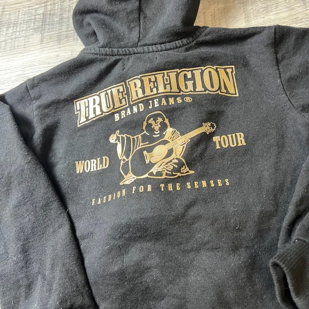 True Religion Hoodie Boys 3T Black‎ Gold Buddha World Tour Full Zip Sweatshirt